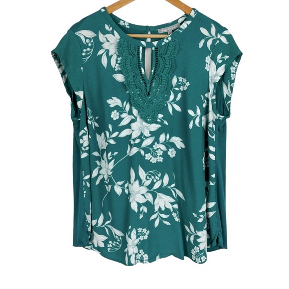 Daniel Rainn Tops Daniel Rainn Teal Cap Sleeve Mixed Material